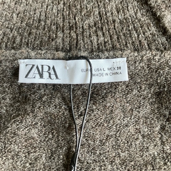 New Zara Grey Acrylic Polyester Short Sleeve Dress size L - Picture 12 of 16